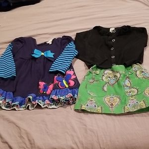 3t gap skirt, black cardigan and shirt